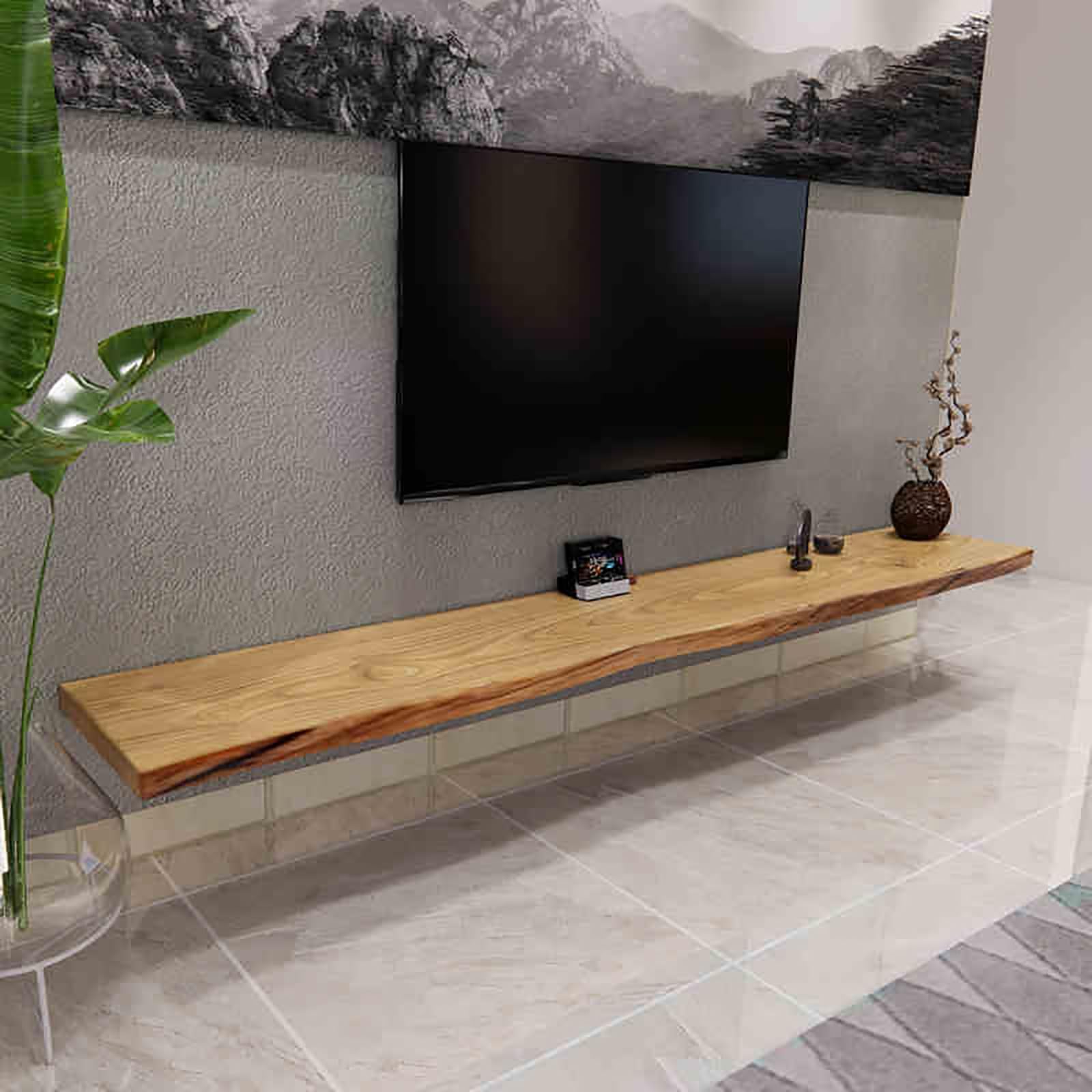 Amazon｜壁掛け ウォールシェルフ テレビの下用のフローティング